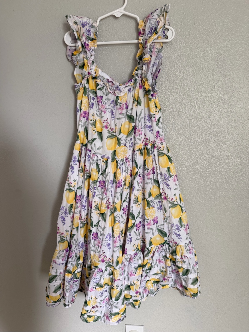 Janie and Jack White Lemon & Lavender Floral Ruffle Sundress - 10